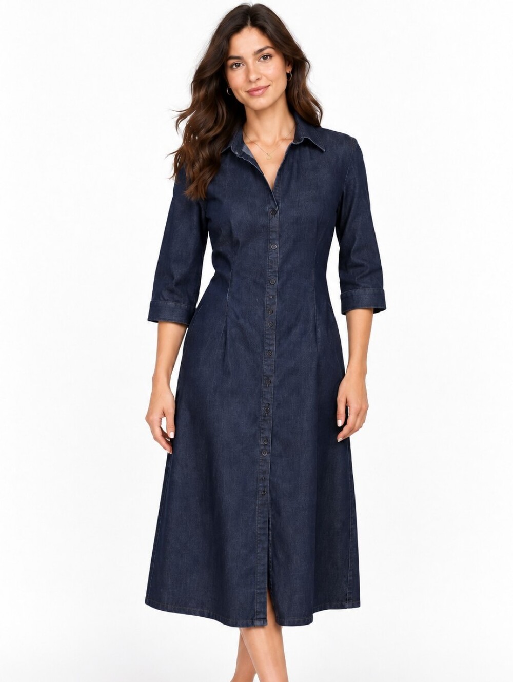 Smart Set Denim Midi 3/4 Sleeve Dress S, 8/9 (M)